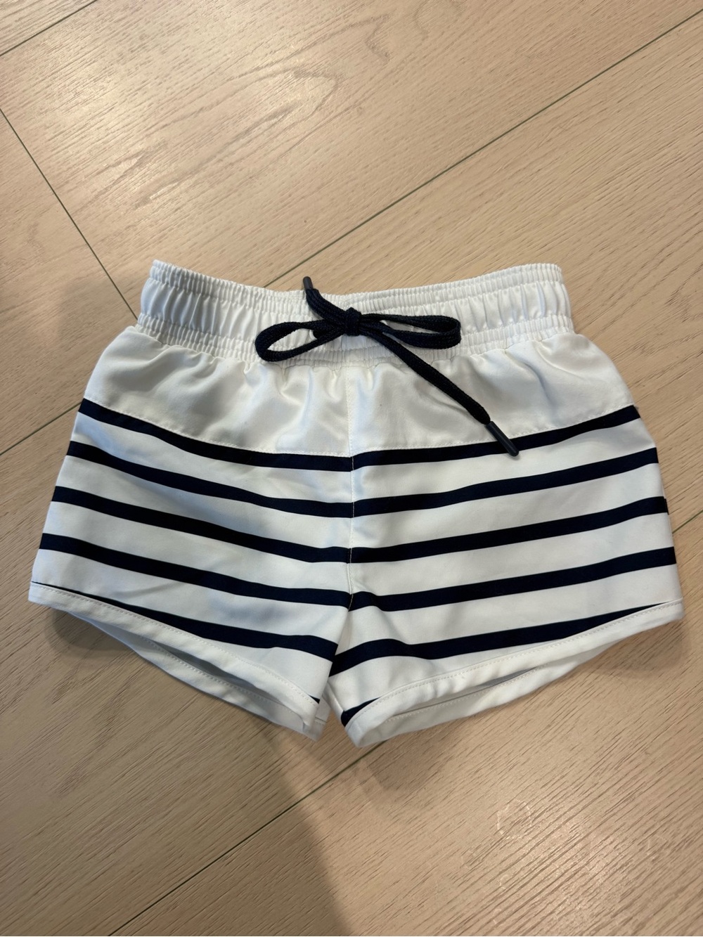Minnow Swim Kids White & Navy Striped Swim Trunks | 3/4T